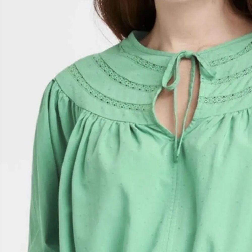 Universal Thread Blue Peasant Top Prairie Blouse Cottagecore Shirt Size M - Picture 10 of 10